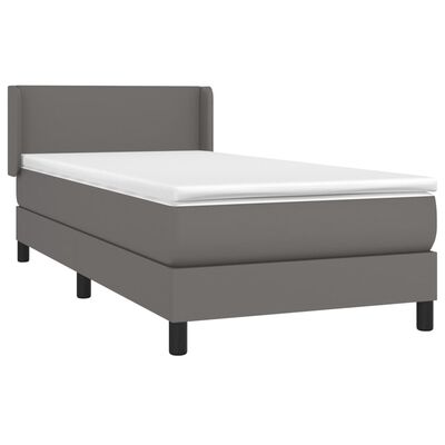 vidaXL Sommier à lattes de lit avec matelas Gris 90x200 cm Similicuir