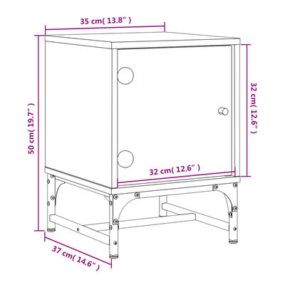 vidaXL Tables de chevet avec portes en verre 2 pcs noir 35x37x50 cm