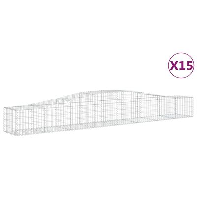 vidaXL Paniers à gabions arqués 15 pcs 400x50x40/60 cm Fer galvanisé