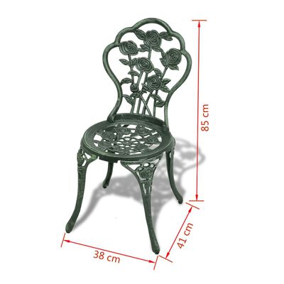 vidaXL Ensemble de bistro 3 pcs Aluminium coulé Vert