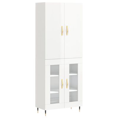 vidaXL Buffet haut Blanc brillant 69,5x34x180 cm Bois d'ingénierie