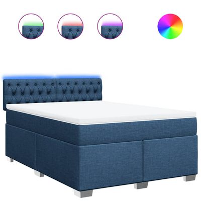 vidaXL Sommier à lattes de lit avec matelas Bleu 160x200 cm Tissu