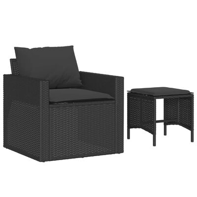 vidaXL Salon de jardin 4 pcs avec coussins noir résine tressée