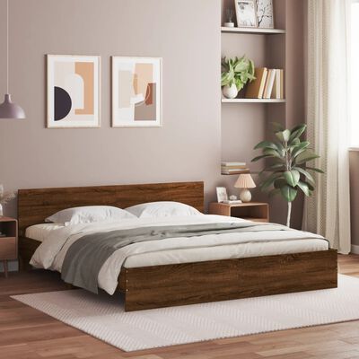 vidaXL Cadre de lit avec LED sans matelas chêne marron 200x200 cm