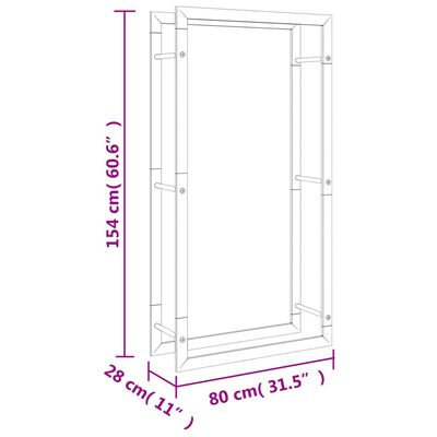 vidaXL Portant de bois de chauffage 80x28x154 cm acier inoxydable