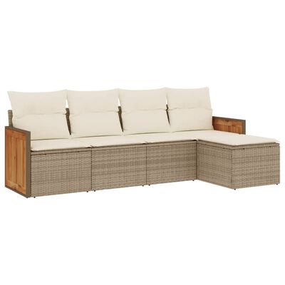 vidaXL Salon de jardin avec coussins 5 pcs beige résine tressée