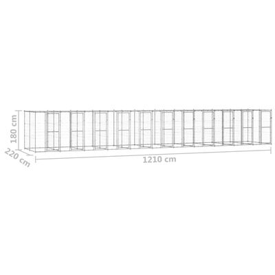 vidaXL Chenil extérieur Acier galvanisé avec toit 26,62 m²