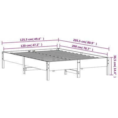 vidaXL Cadre de lit sans matelas blanc 120x200 cm bois de pin massif