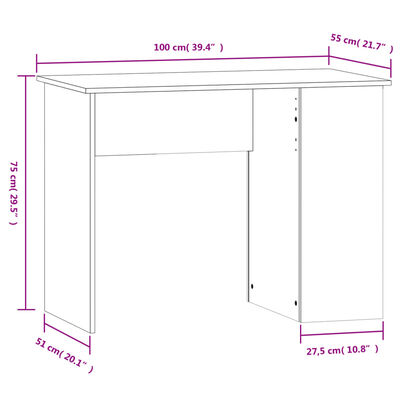 vidaXL Bureau sonoma gris 100x55x75 cm bois d'ingénierie