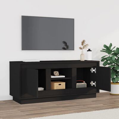 vidaXL Meuble TV noir 102x35x45 cm bois d'ingénierie