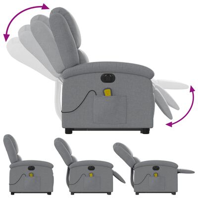 vidaXL Fauteuil inclinable de massage électrique Gris clair Tissu