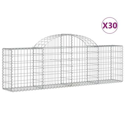 vidaXL Paniers à gabions arqués 30 pcs 200x30x60/80 cm Fer galvanisé