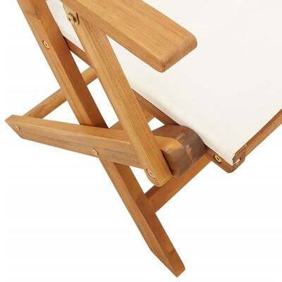 vidaXL Ensemble de bistro 3 pcs blanc crème tissu et bois massif