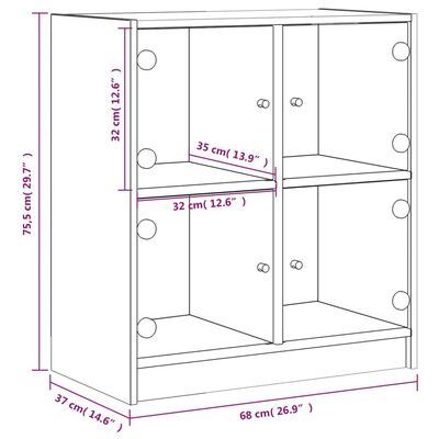 vidaXL Armoire latérale avec portes en verre chêne fumé 68x37x75,5 cm