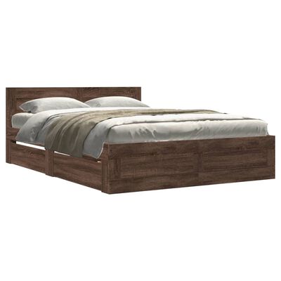 vidaXL Cadre de lit et tête de lit sans matelas chêne marron 140x190cm