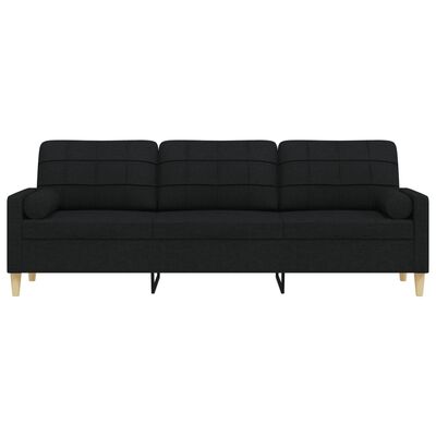 vidaXL Canapé 3 places avec oreillers décoratifs noir 210 cm tissu