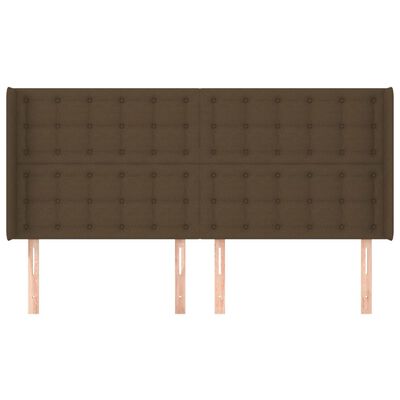 vidaXL Tête de lit avec oreilles Marron foncé 203x16x118/128 cm Tissu