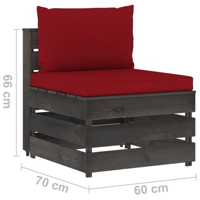 vidaXL Salon de jardin 7 pcs avec coussins Bois imprégné de gris