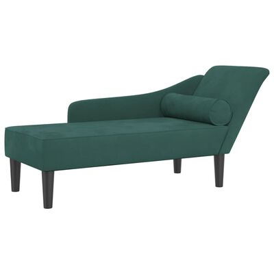 vidaXL Chaise longue avec coussins vert foncé velours