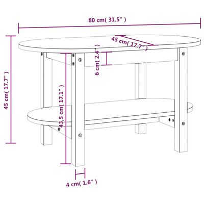 vidaXL Table basse Noir 80x45x45 cm Bois massif de pin