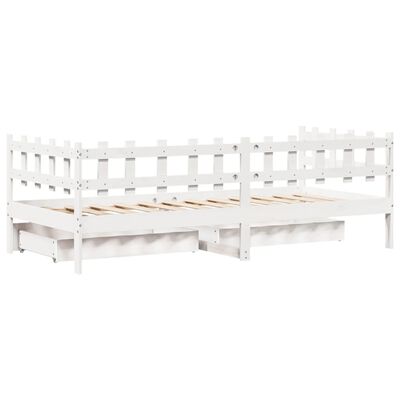 vidaXL Lit de jour avec tiroirs blanc 90x190 cm bois de pin massif