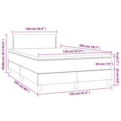 vidaXL Sommier à lattes de lit avec matelas et LED Blanc 120x200 cm