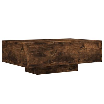 vidaXL Table basse avec lumières LED chêne fumé 85x55x31 cm