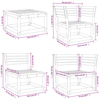 vidaXL Salon de jardin 8 pcs bois massif douglas