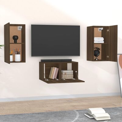 vidaXL Ensemble de meubles TV 3 pcs Chêne marron Bois d'ingénierie