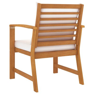 vidaXL Chaises de jardin lot de 2 coussin crème Bois d'acacia massif