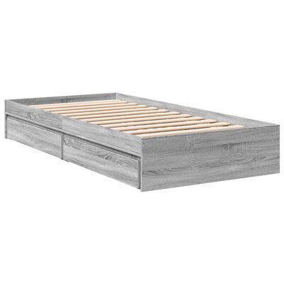 vidaXL Cadre de lit et tiroirs sonoma gris 75x190cm bois d'ingénierie