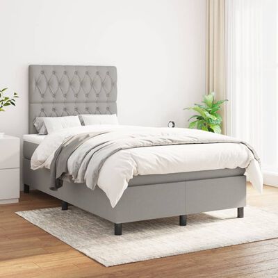 vidaXL Sommier à lattes de lit avec matelas Gris clair 120x200cm Tissu