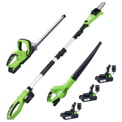 vidaXL Set outils électriques jardin sans fil 3pcs chargeurs/batteries