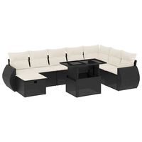 vidaXL Salon de jardin 9 pcs avec coussins noir résine tressée