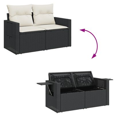 vidaXL Salon de jardin 6 pcs avec coussins noir résine tressée