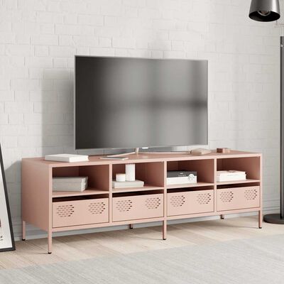 vidaXL Meuble TV rose 135x39x43,5 cm acier laminé à froid