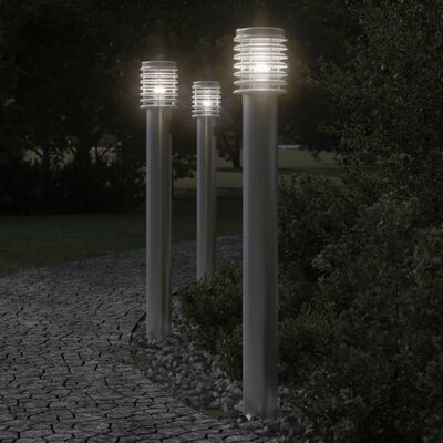 vidaXL Lampadaire d'extérieur et sortie argenté 110cm acier inoxydable