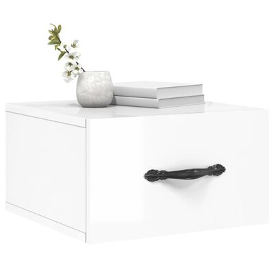 vidaXL Tables de chevet murales 2 pcs blanc brillant 35x35x20 cm