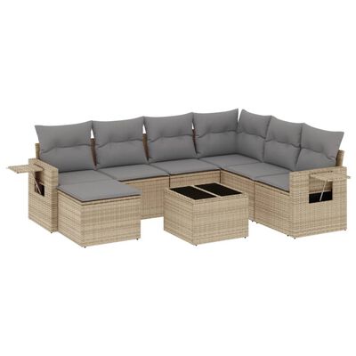 vidaXL Salon de jardin avec coussins 8 pcs beige résine tressée