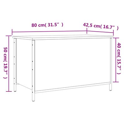 vidaXL Banc de rangement chêne fumé 80x42,5x50 cm bois d'ingénierie