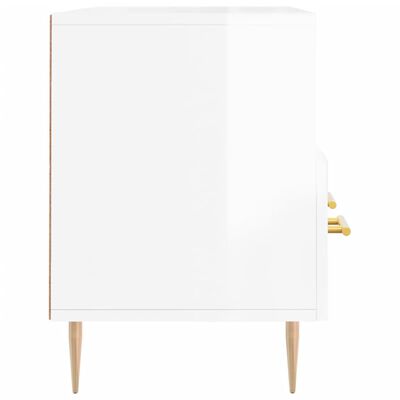 vidaXL Meuble TV Blanc brillant 102x36x50 cm Bois d'ingénierie