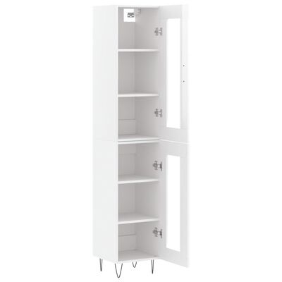 vidaXL Buffet haut Blanc brillant 34,5x34x180 cm Bois d'ingénierie