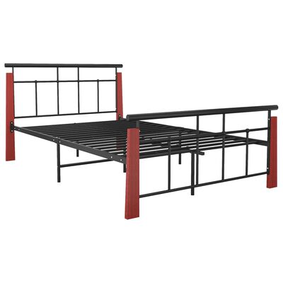 vidaXL Cadre de lit sans matelas métal bois de chêne massif 120x200 cm