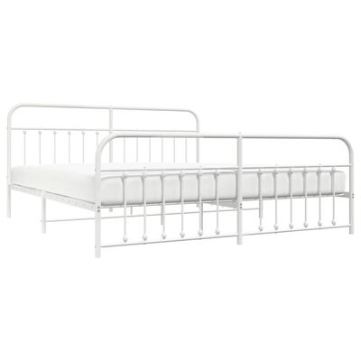 vidaXL Cadre de lit métal sans matelas et pied de lit blanc 200x200 cm