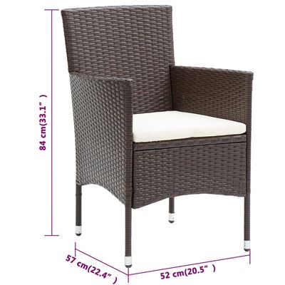 vidaXL Ensemble à manger de jardin et coussins 7 pcs Marron