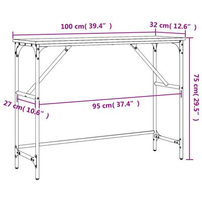 vidaXL Table console noir 100x32x75 cm bois d'ingénierie