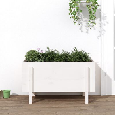 vidaXL Lit surélevé de jardin blanc 101x50x57 cm bois de pin massif