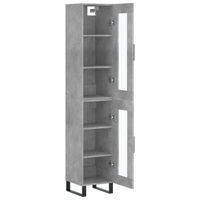 vidaXL Buffet haut Gris béton 34,5x34x180 cm Bois d'ingénierie