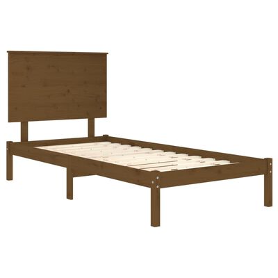 vidaXL Cadre de lit Marron miel Bois massif 75x190 cm Petit simple