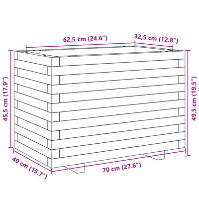 vidaXL Jardinière cire marron 70x40x49,5 cm bois de pin massif